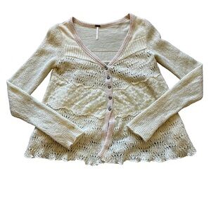 Free People Honeysuckle Years Cardigan Size 2 Lace Knit Babydoll